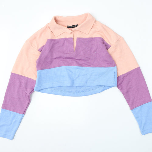 I SAW IT FIRST Womens Multicoloured Striped Polyester Pullover Sweatshirt Size 6