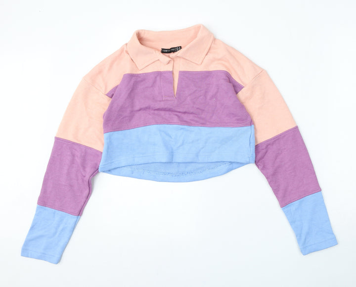 I SAW IT FIRST Womens Multicoloured Striped Polyester Pullover Sweatshirt Size 6