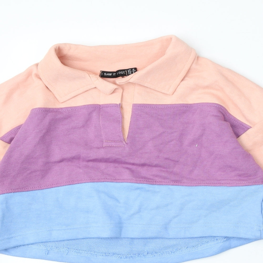 I SAW IT FIRST Womens Multicoloured Striped Polyester Pullover Sweatshirt Size 6