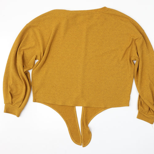 H&M Womens Yellow Round Neck  Polyester Pullover Jumper Size S