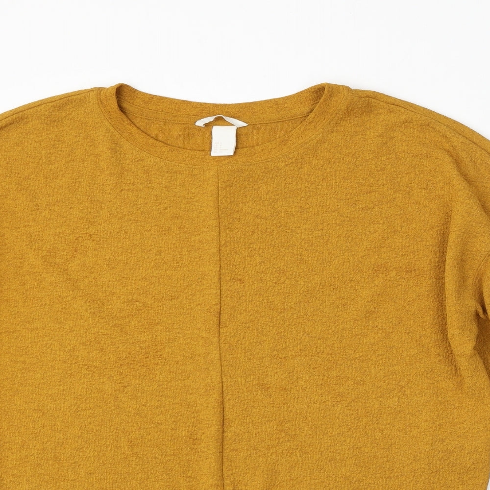 H&M Womens Yellow Round Neck  Polyester Pullover Jumper Size S