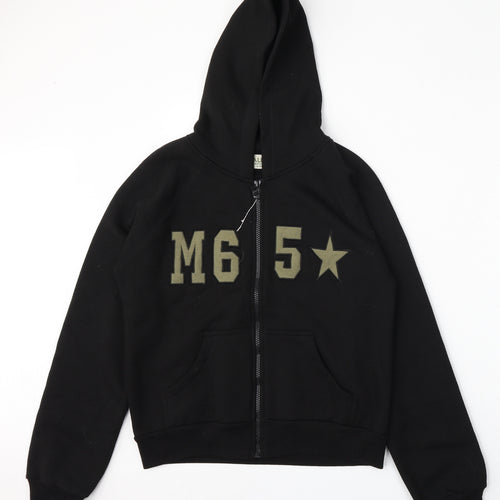 Valesi Army Mens Black  Cotton Full Zip Hoodie Size S