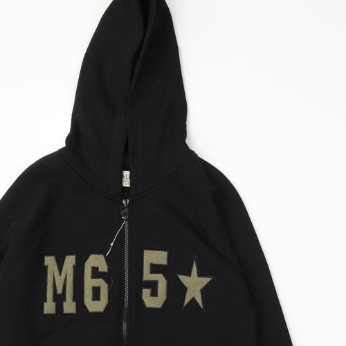 Valesi Army Mens Black  Cotton Full Zip Hoodie Size S