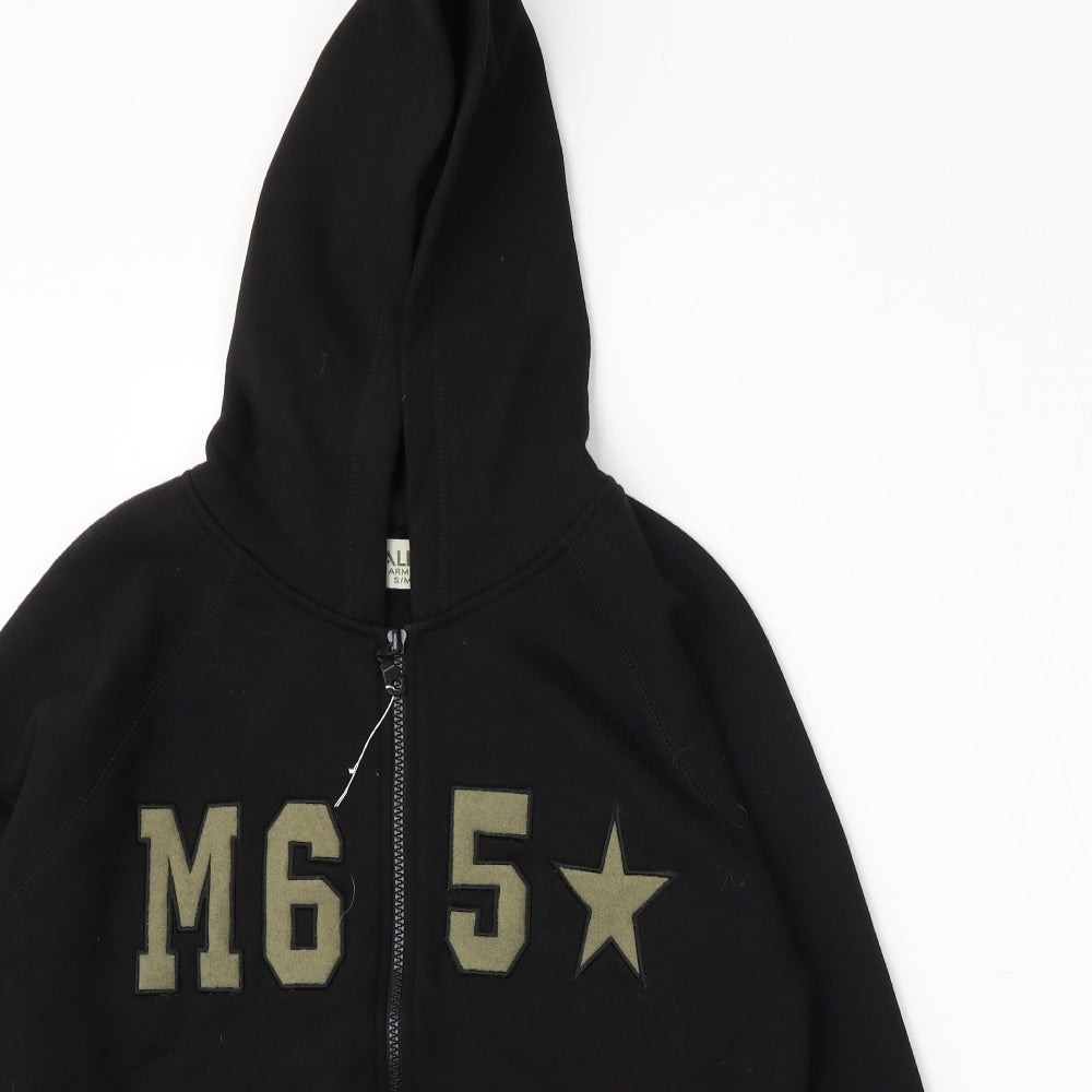 Valesi Army Mens Black  Cotton Full Zip Hoodie Size S