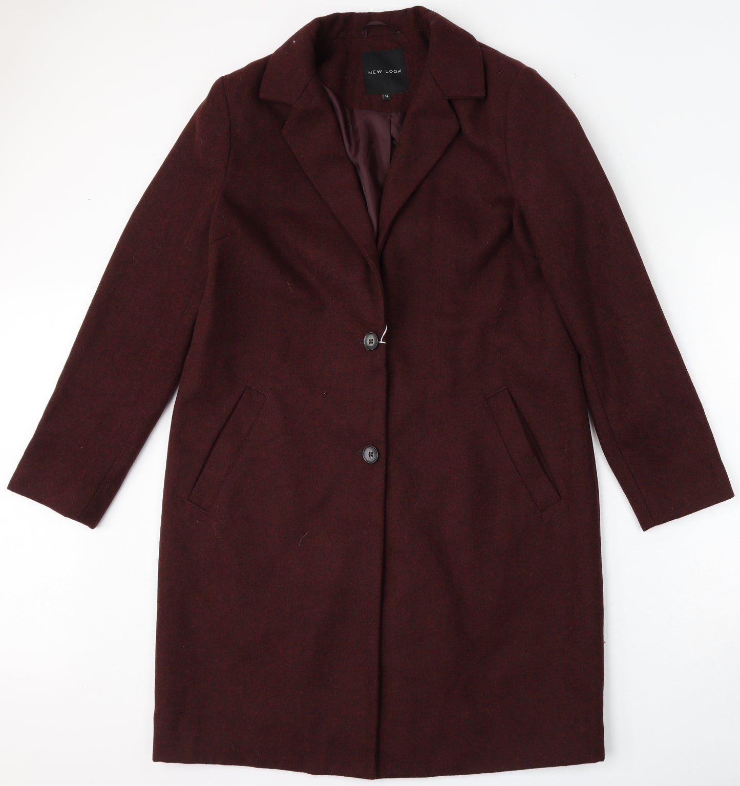 New Look Womens Red   Overcoat Jacket Size 14  Button