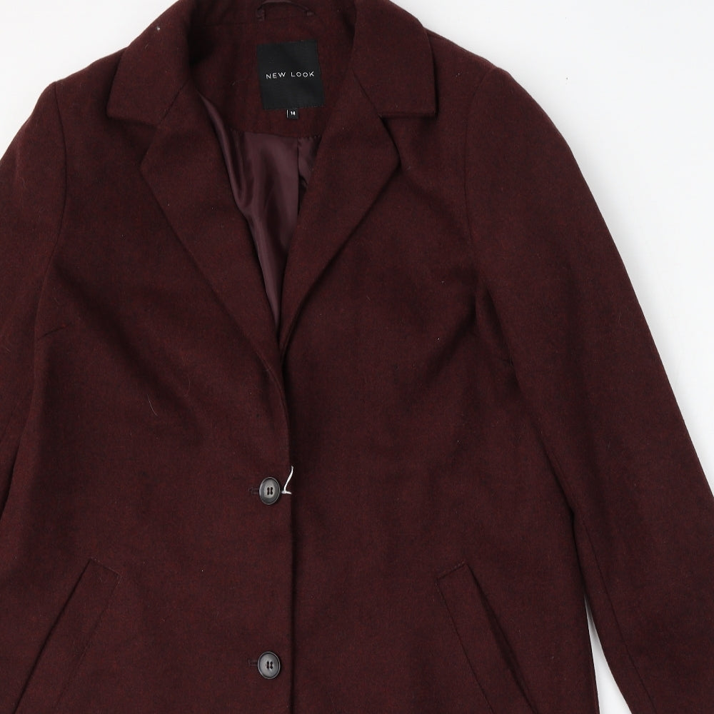New Look Womens Red   Overcoat Jacket Size 14  Button