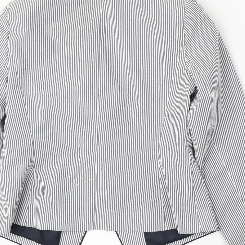 Atmosphere Womens White Striped Polyester Jacket Blazer Size 10