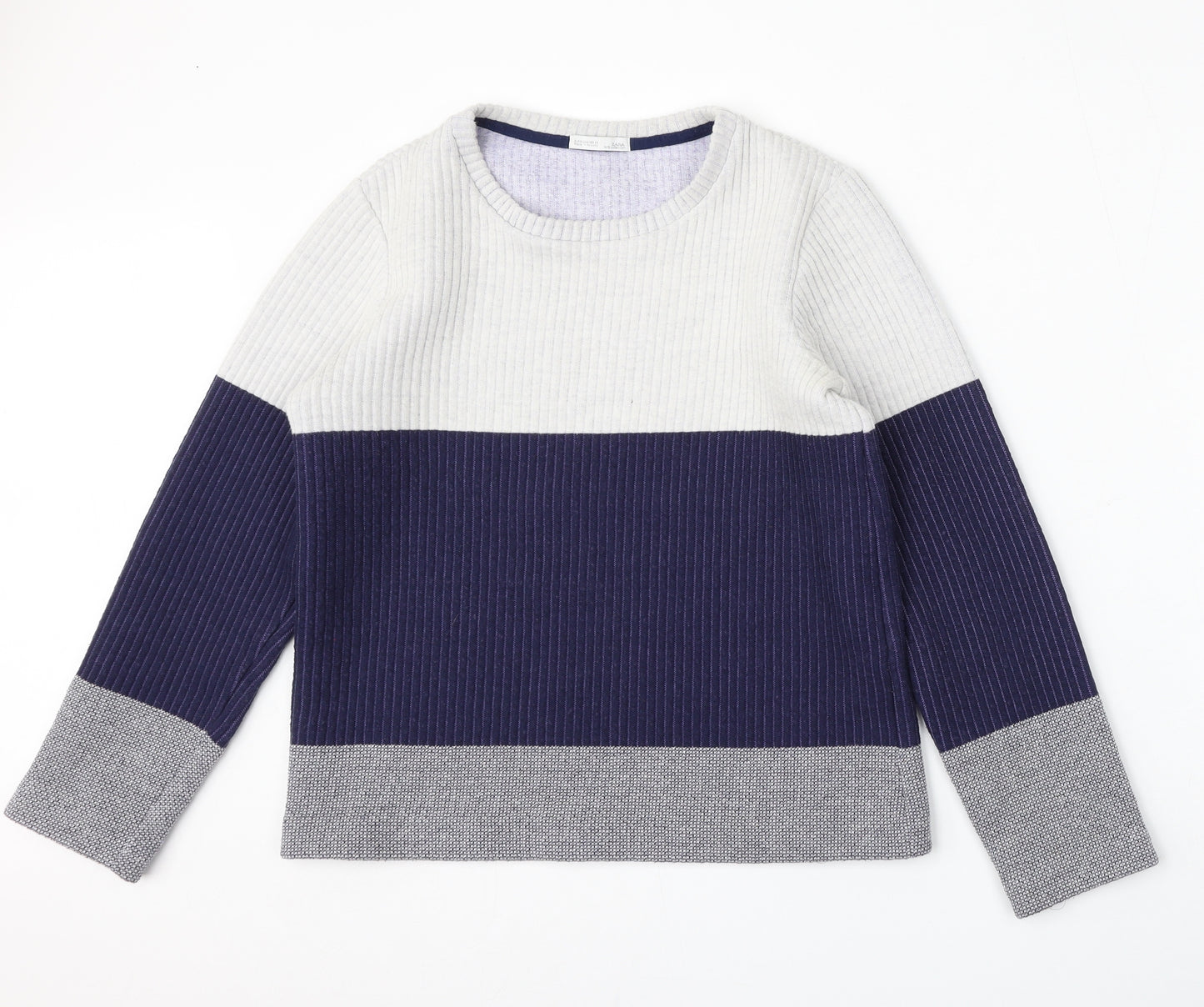 Zara Womens Multicoloured Round Neck Striped Polyester Pullover Jumper Size S