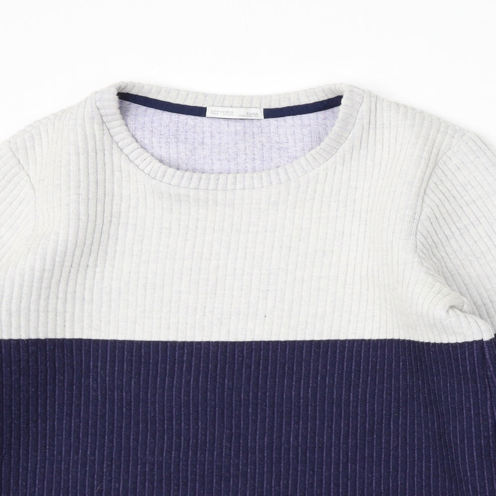 Zara Womens Multicoloured Round Neck Striped Polyester Pullover Jumper Size S