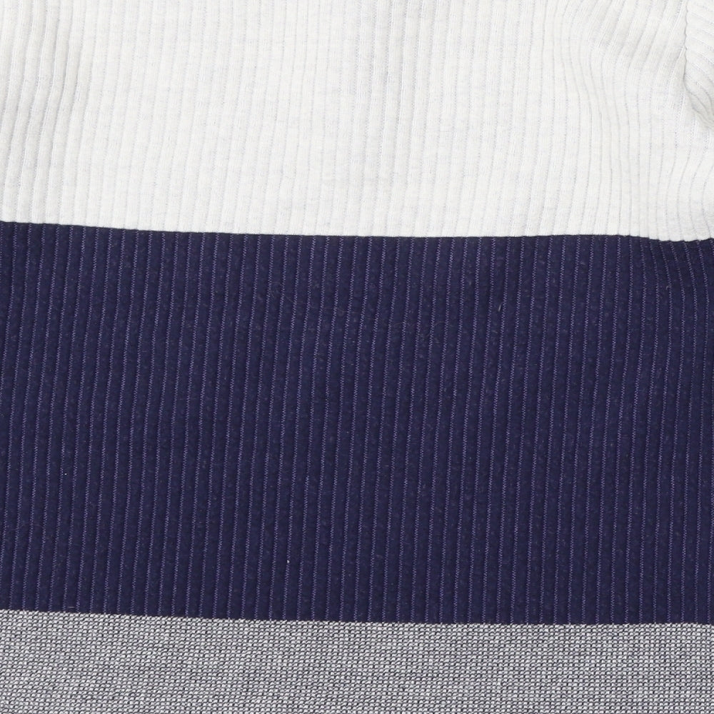Zara Womens Multicoloured Round Neck Striped Polyester Pullover Jumper Size S
