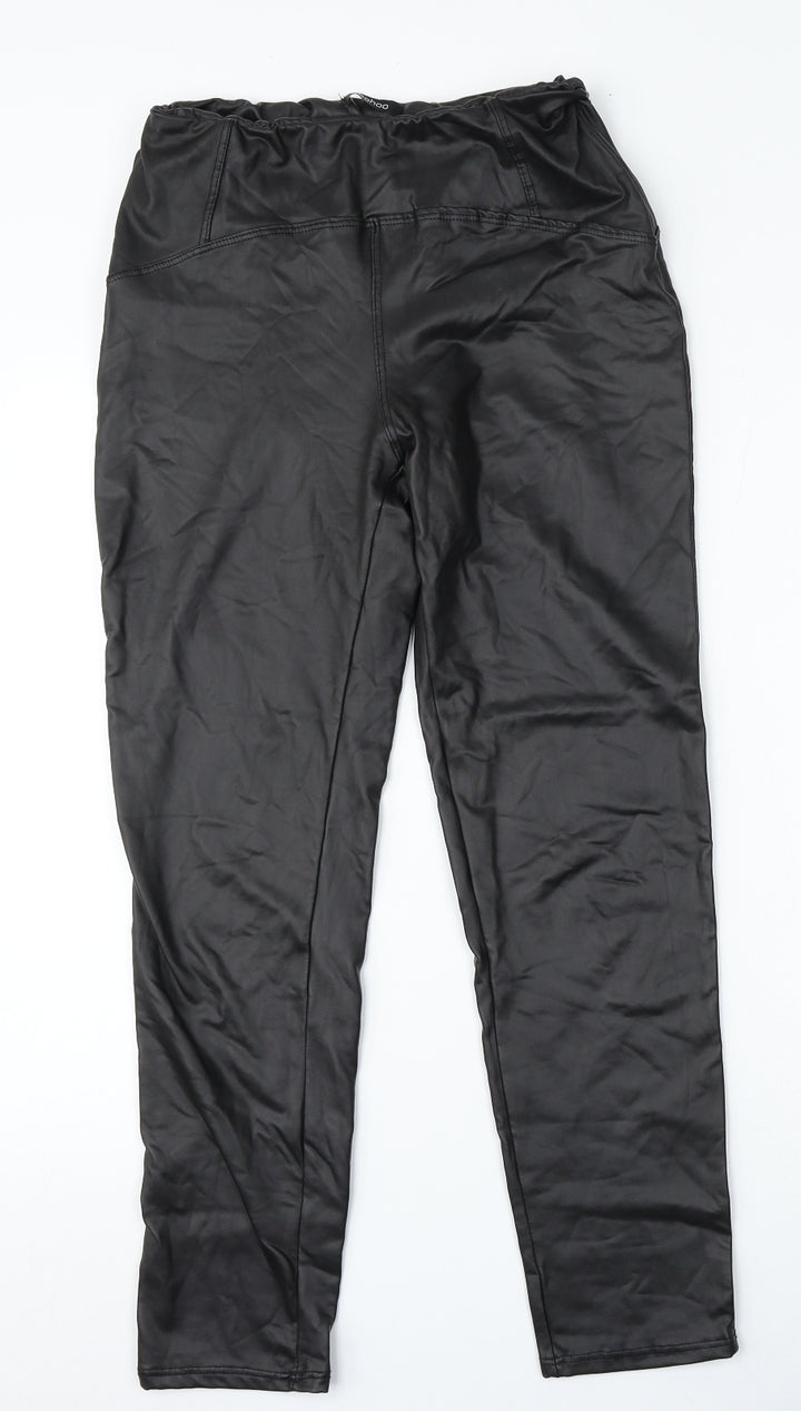 Boohoo Womens Black  Polyester Trousers  Size 28 L28 in Regular