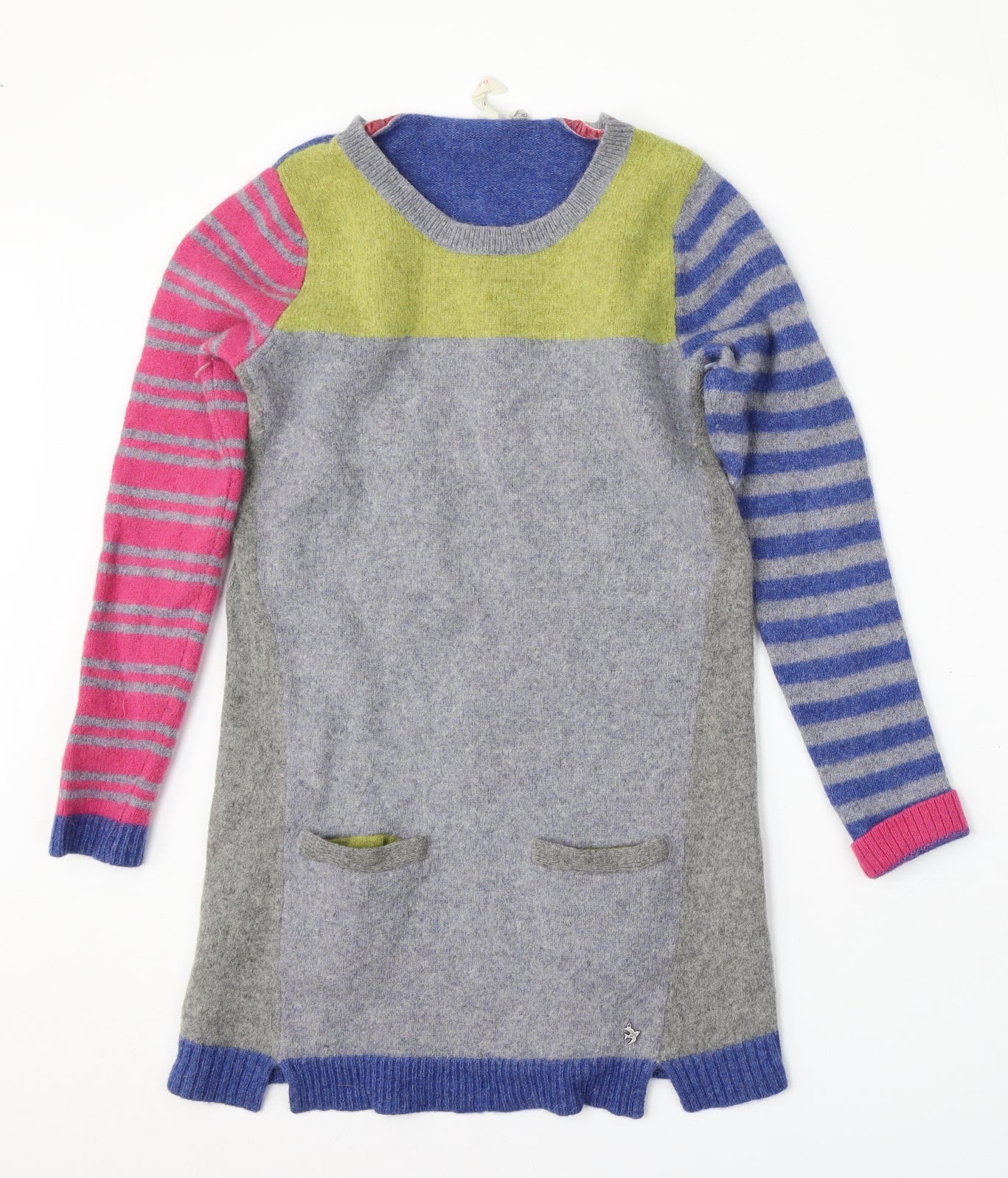 White Stuff Womens Multicoloured Round Neck Striped Wool Pullover Jumper Size 8
