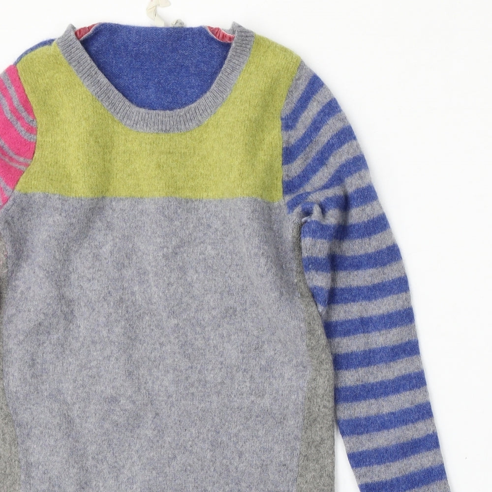 White Stuff Womens Multicoloured Round Neck Striped Wool Pullover Jumper Size 8