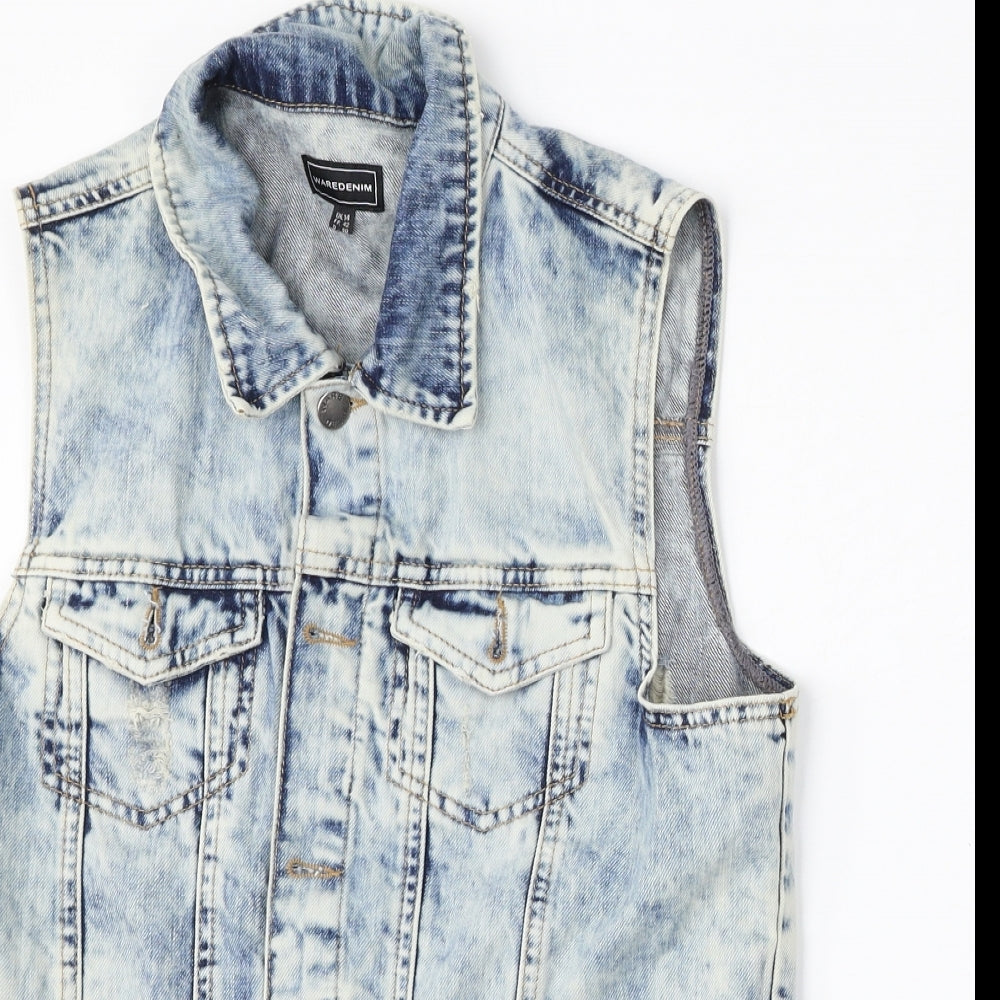 Warehouse Womens Blue   Gilet Jacket Size 14  Button - Denim vest