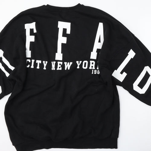 PRETTYLITTLETHING Womens Black  Polyester Pullover Sweatshirt Size 12   - New york