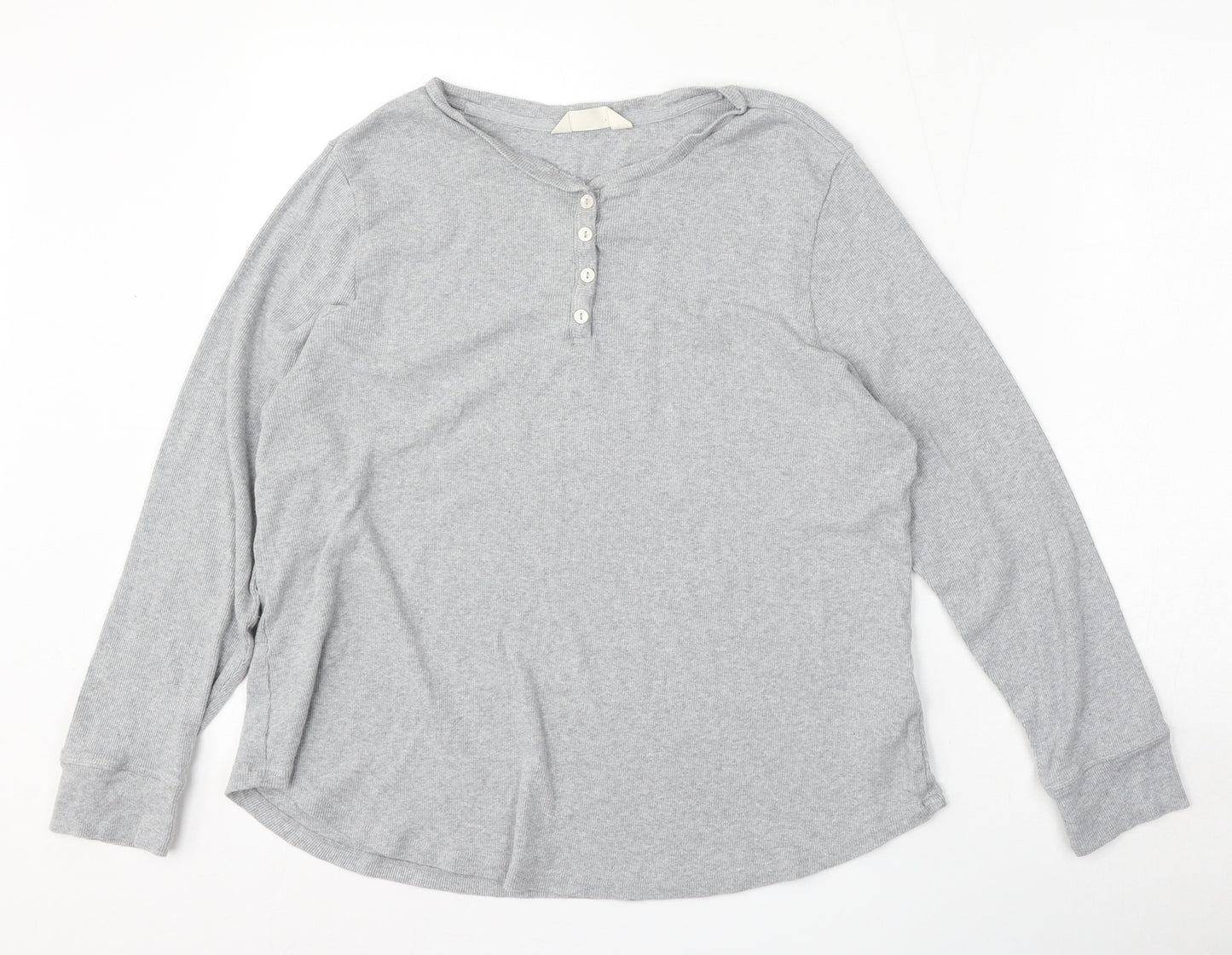 Marks and Spencer Womens Grey Round Neck  Cotton Pullover Jumper Size 18