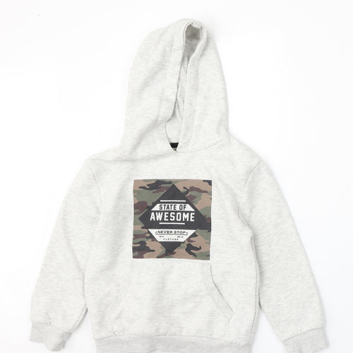 Primark Boys Grey  Cotton Pullover Hoodie Size 5-6 Years