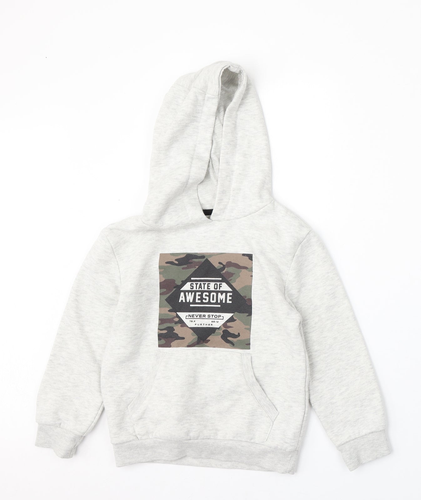 Primark Boys Grey  Cotton Pullover Hoodie Size 5-6 Years