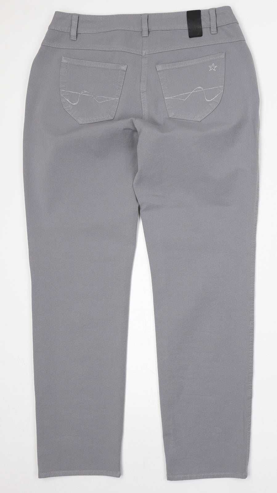 Robell Womens Grey  Cotton Straight Jeans Size 14 L29 in Regular Button