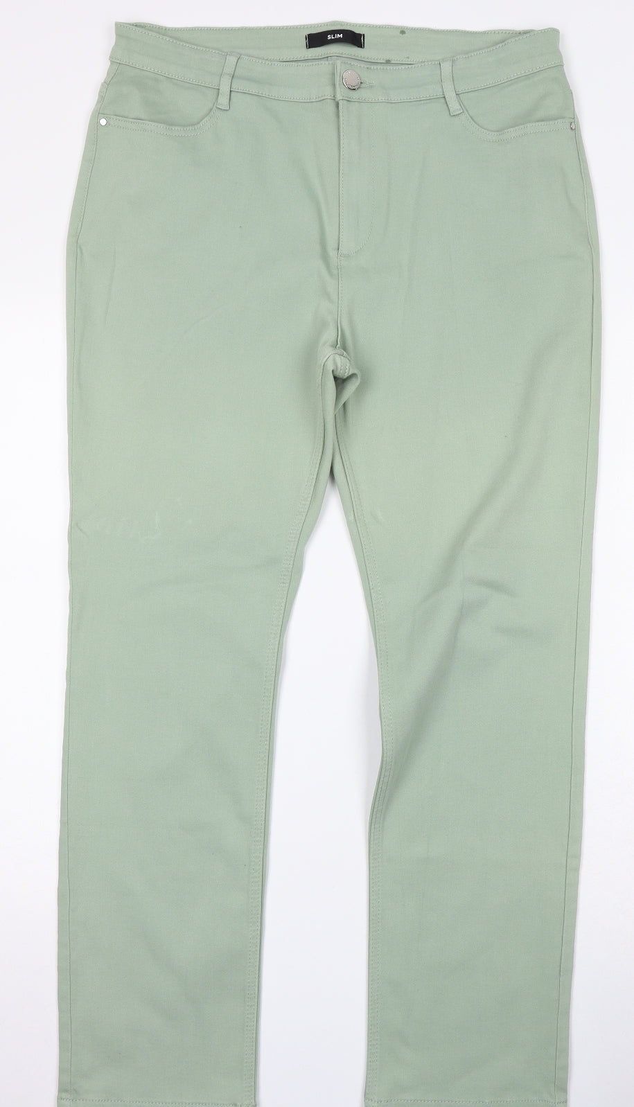 Marks and Spencer Womens Green  Cotton Straight Jeans Size 16 L30 in Regular Button