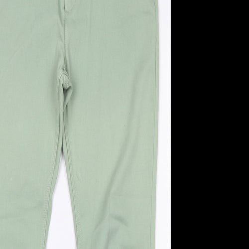 Marks and Spencer Womens Green  Cotton Straight Jeans Size 16 L30 in Regular Button