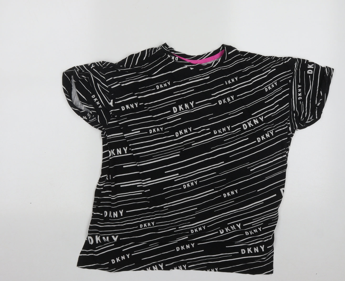 DKNY Womens Black  Polyester Basic T-Shirt Size XS Round Neck