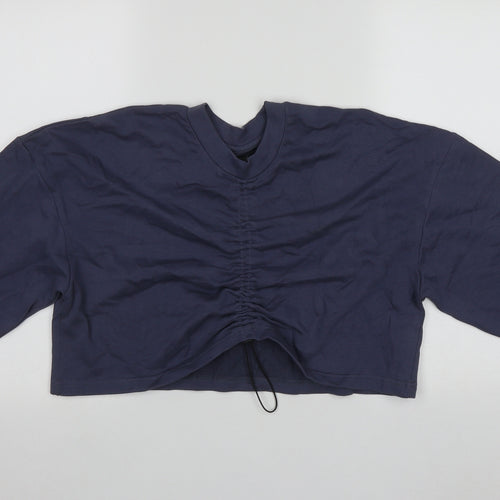 Boohoo Womens Blue  Cotton Pullover Sweatshirt Size 12  Drawstring