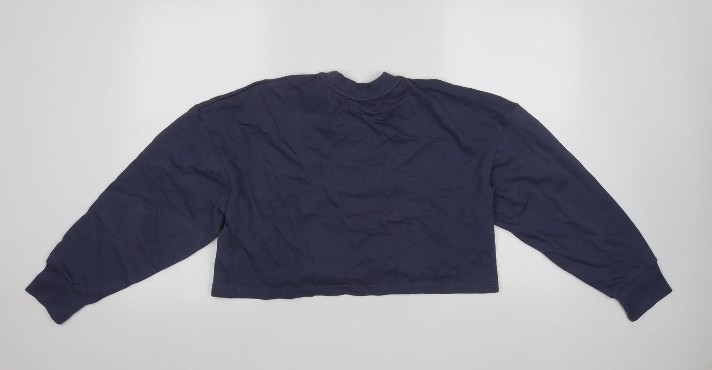 Boohoo Womens Blue  Cotton Pullover Sweatshirt Size 12  Drawstring