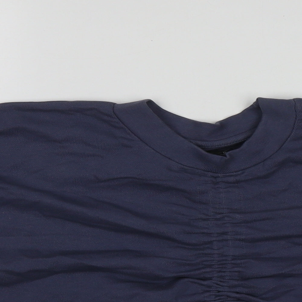 Boohoo Womens Blue  Cotton Pullover Sweatshirt Size 12  Drawstring