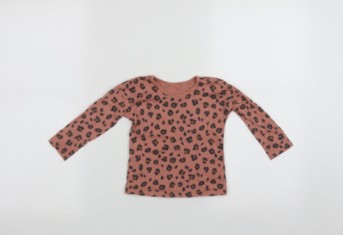 George Girls Brown Geometric Cotton Basic T-Shirt Size 12-18 Months Round Neck