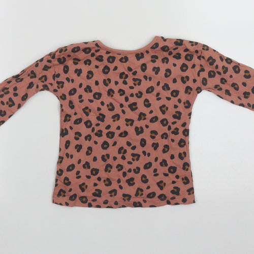 George Girls Brown Geometric Cotton Basic T-Shirt Size 12-18 Months Round Neck
