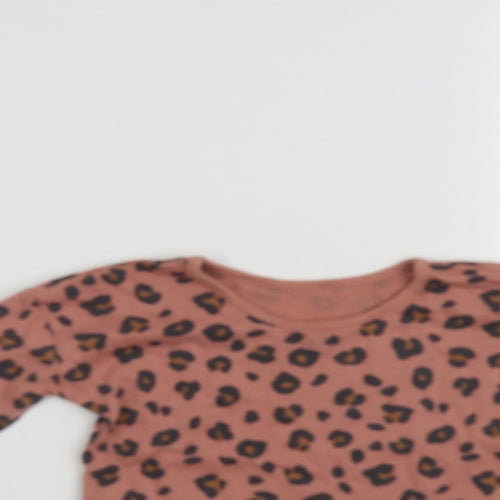 George Girls Brown Geometric Cotton Basic T-Shirt Size 12-18 Months Round Neck