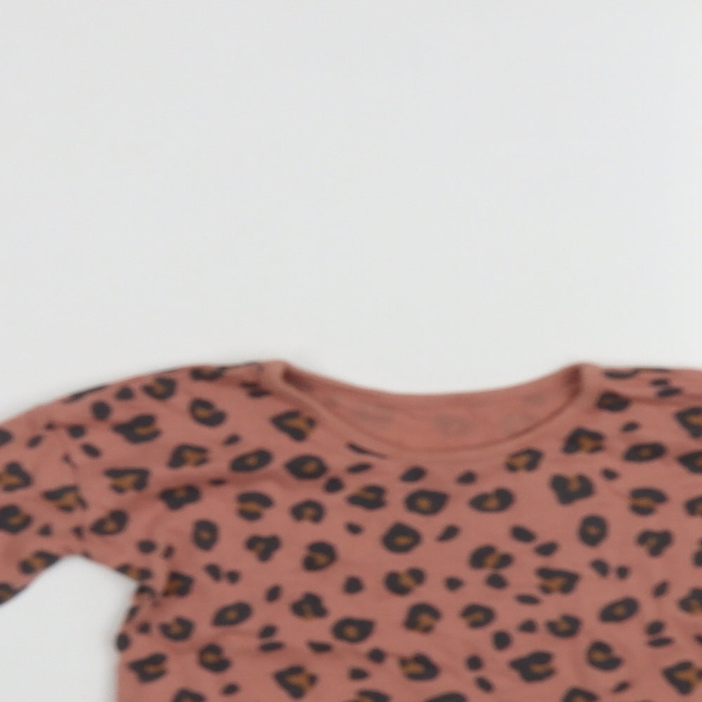 George Girls Brown Geometric Cotton Basic T-Shirt Size 12-18 Months Round Neck