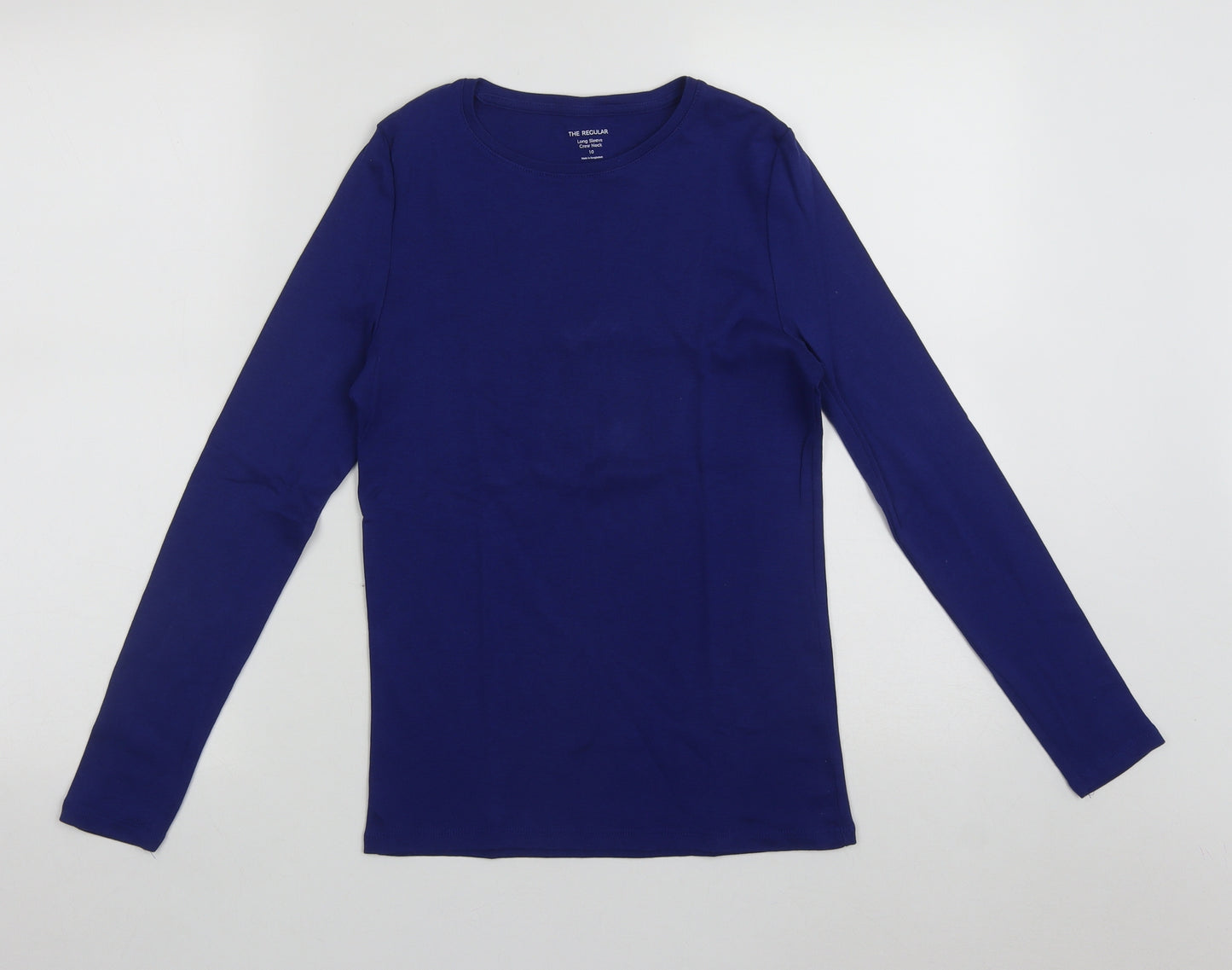 Marks and Spencer Womens Blue  Cotton Basic T-Shirt Size 10 Scoop Neck