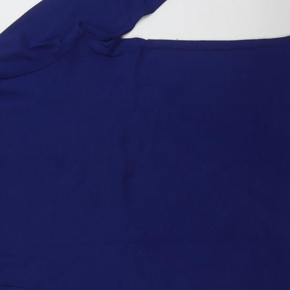 Marks and Spencer Womens Blue  Cotton Basic T-Shirt Size 10 Scoop Neck