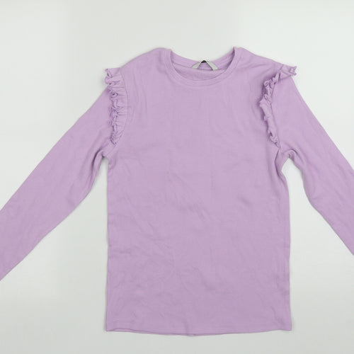 George Girls Purple  Cotton Basic Casual Size 12-13 Years Round Neck