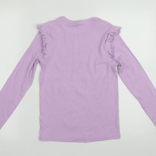 George Girls Purple  Cotton Basic Casual Size 12-13 Years Round Neck