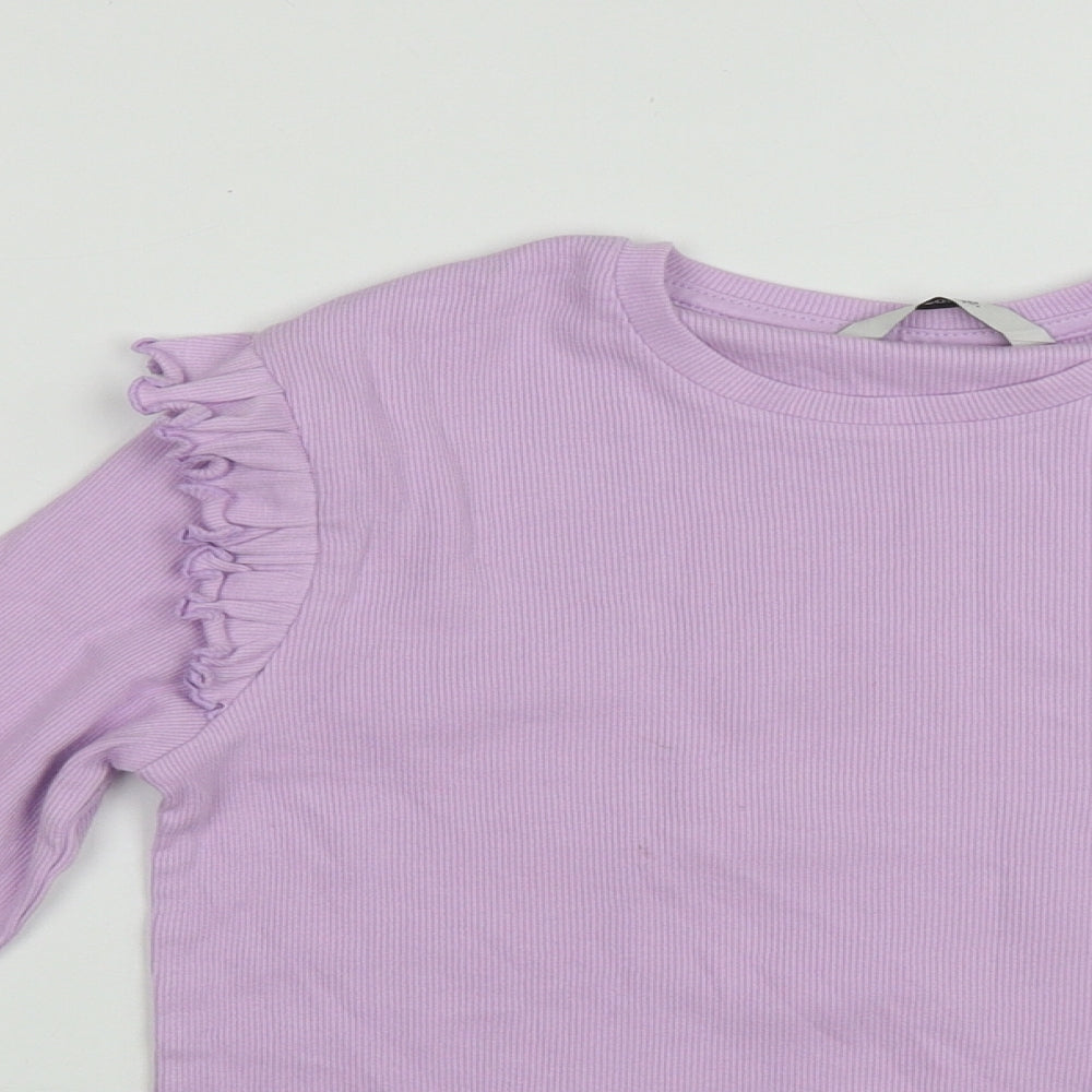 George Girls Purple  Cotton Basic Casual Size 12-13 Years Round Neck