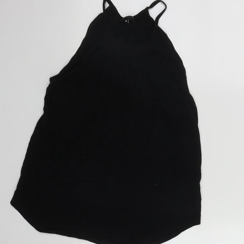 New Look Womens Black  Cotton Basic Tank Size 10 Roll Neck