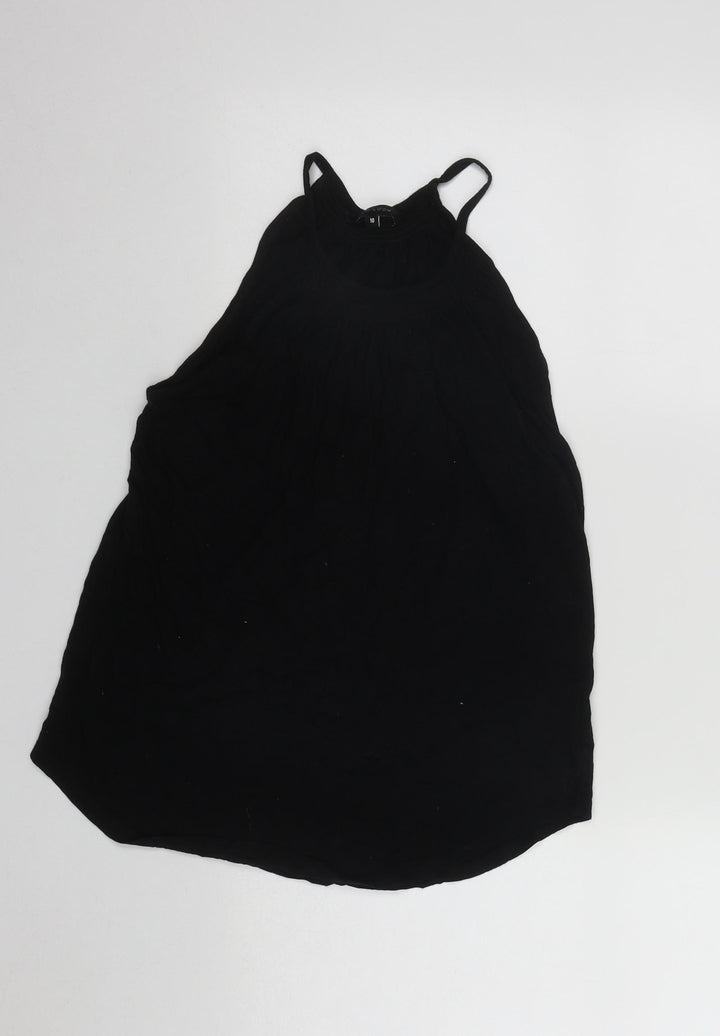 New Look Womens Black  Cotton Basic Tank Size 10 Roll Neck