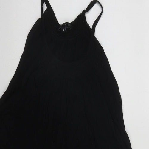 New Look Womens Black  Cotton Basic Tank Size 10 Roll Neck