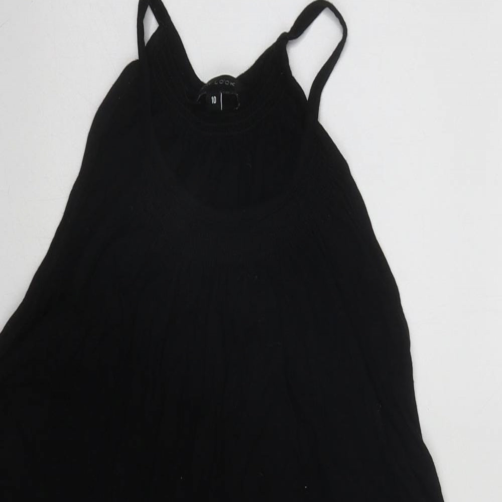 New Look Womens Black  Cotton Basic Tank Size 10 Roll Neck