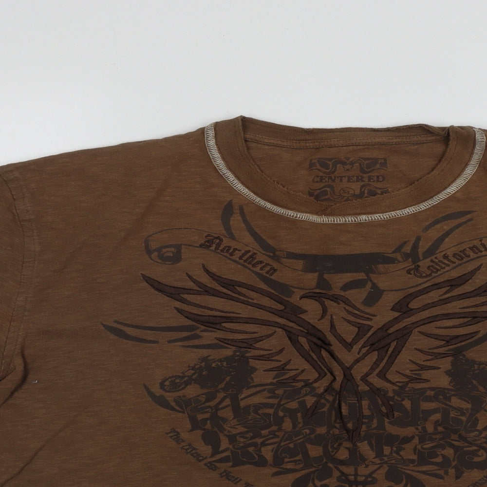 Centered Mens Brown  Cotton Pullover Sweatshirt Size XL