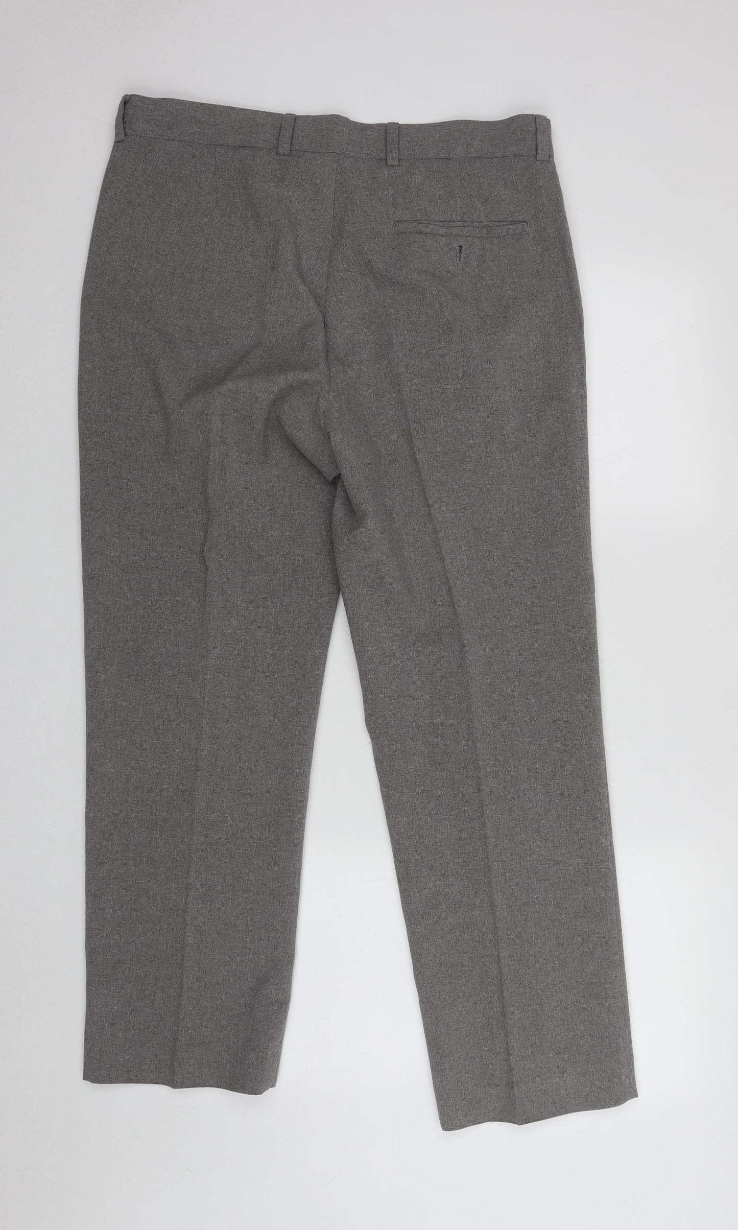 BHS Mens Grey  Polyester Trousers  Size 34 in L28 in Regular Zip