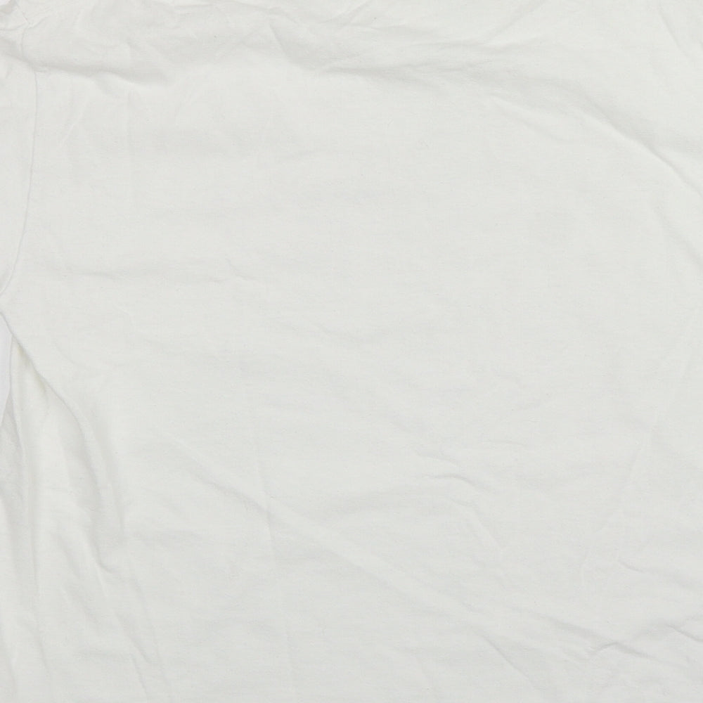 Gilden Mens White  Cotton  T-Shirt Size M Round Neck