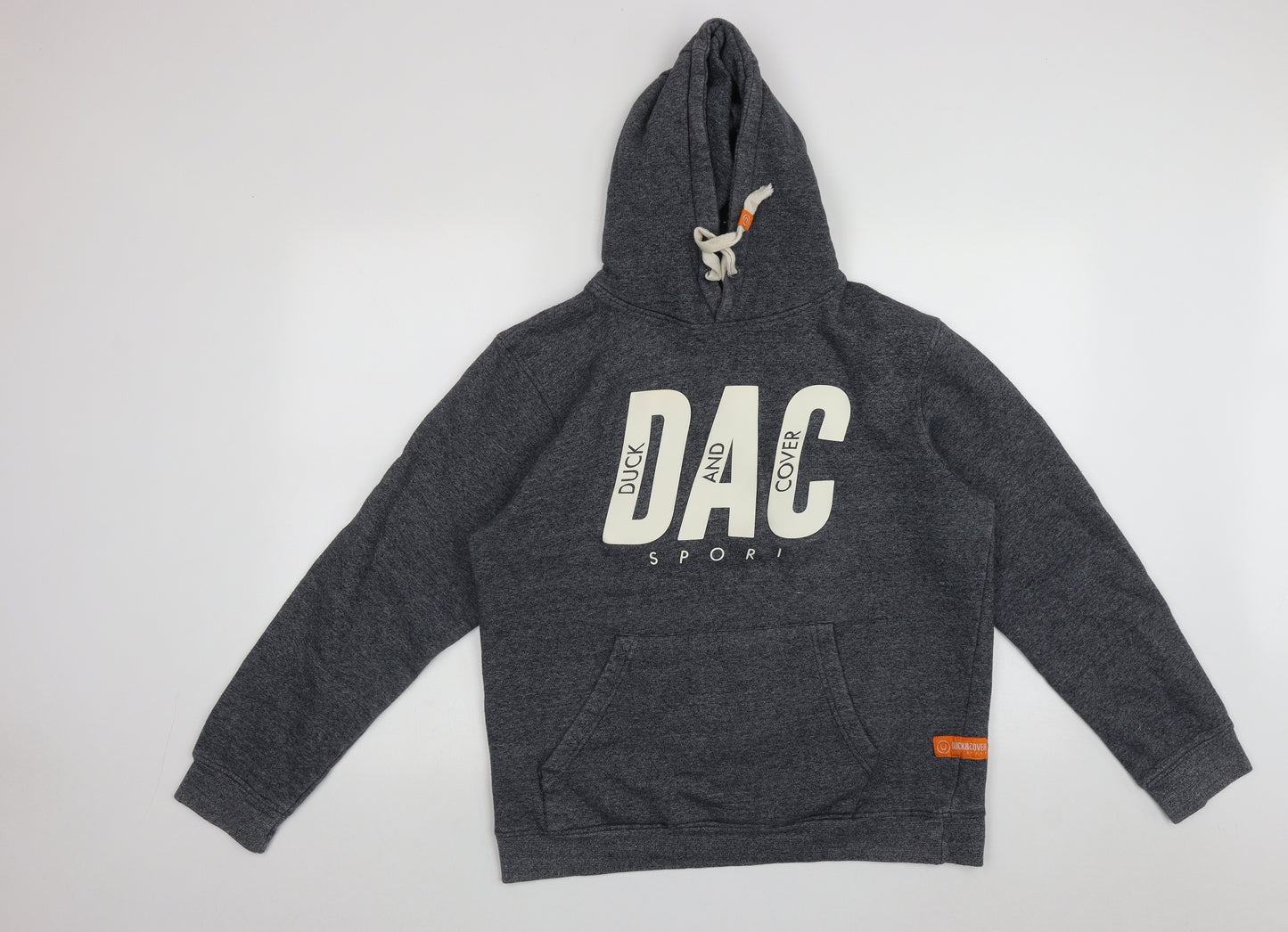 Duck and Cover Mens Grey  Cotton Pullover Hoodie Size XL