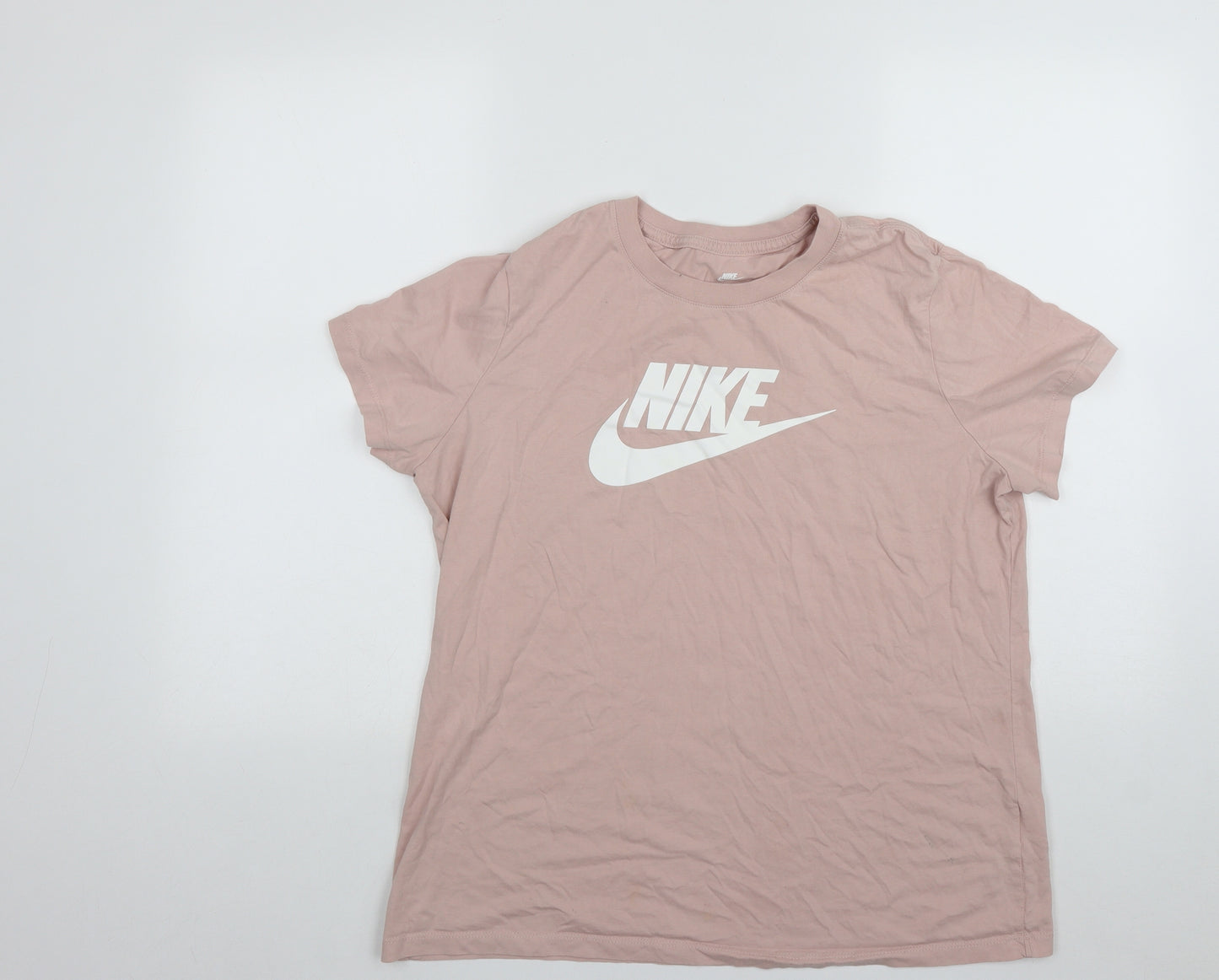 Nike Womens Pink  Cotton Pullover T-Shirt Size XL Round Neck