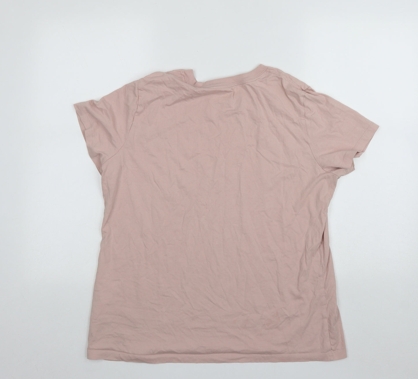 Nike Womens Pink  Cotton Pullover T-Shirt Size XL Round Neck