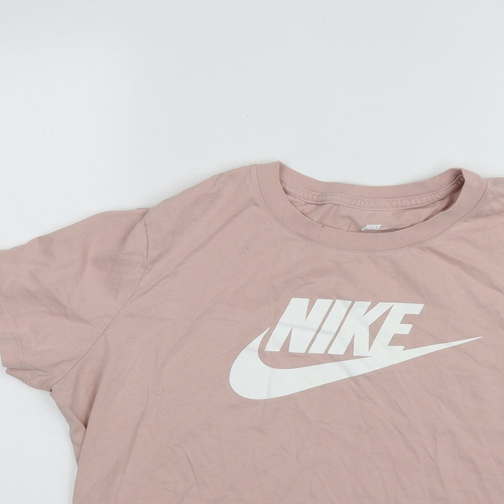 Nike Womens Pink  Cotton Pullover T-Shirt Size XL Round Neck