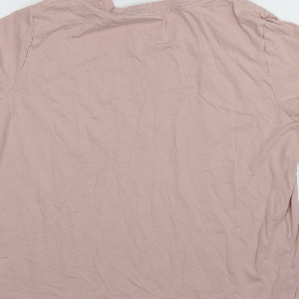 Nike Womens Pink  Cotton Pullover T-Shirt Size XL Round Neck